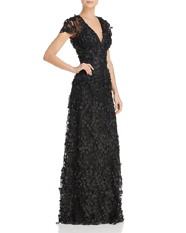 Formal Dress for Winter Weddings4 - carmen marc valvo black floral applique gown