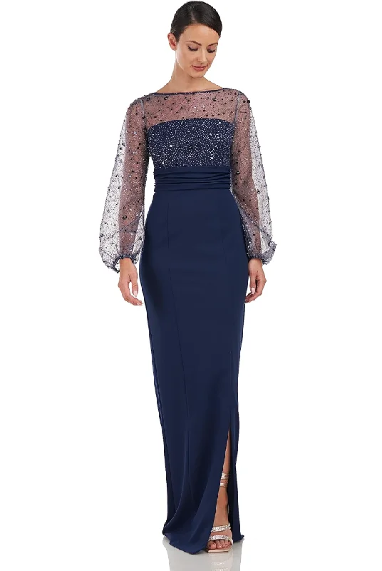 Formal Dress for Resort Events6 - js collections navy embellished illusion gown