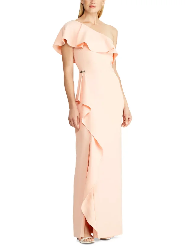 Formal Dress for Humanitarian Awards12 - ralph lauren pink ruffled one shoulder gown