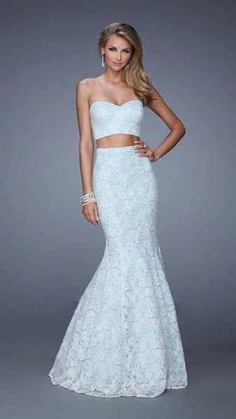 tulle prom dressesLa Femme - 21096SC Two Piece Lace Prom Dress