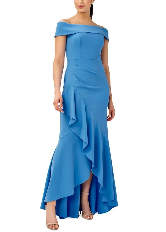 Formal Dress for Bat Mitzvahs10 - adrianna papell blue off the shoulder ruffled gown