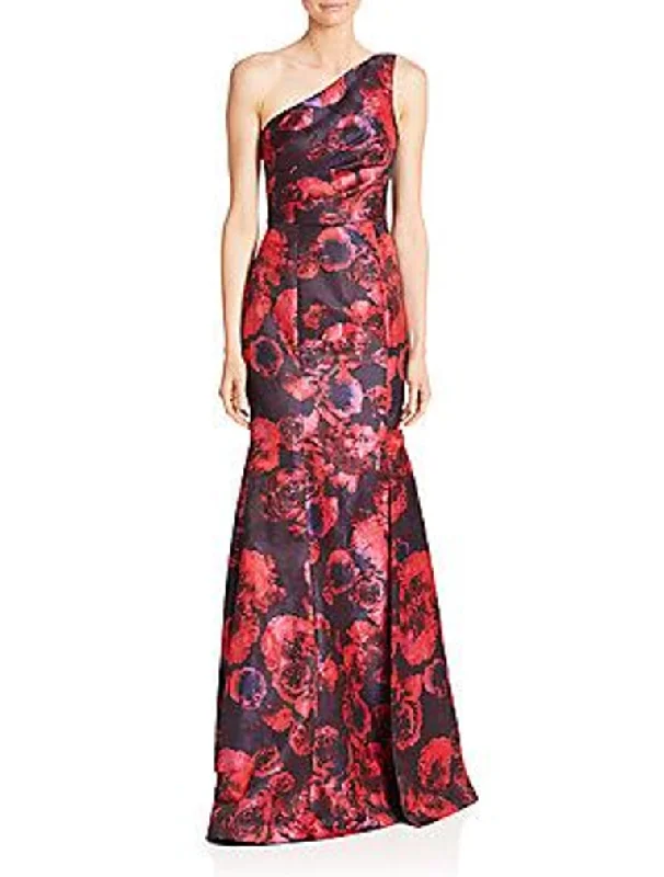 Formal Dress for Church Weddingsdavid meister red one shoulder floral jacquard ball gown