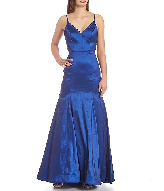 Formal Dress for Destination Weddings5 - b darlin blue bow back trumpet gown