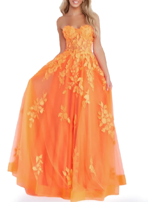 Formal Dress Shopping Guides2 - ssb orange strapless floral applique tulle ball gown