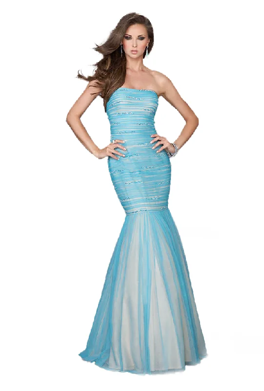 Formal Dress for Weddings6- la femme blue & nude mermaid gown