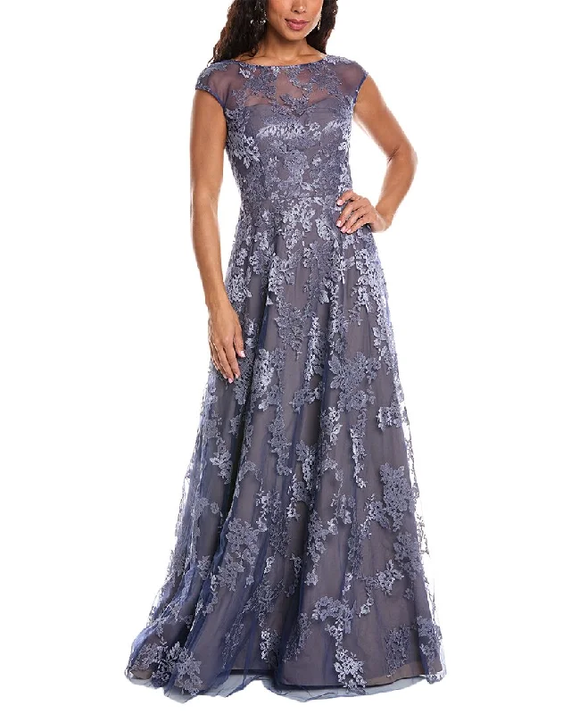 Formal Dress for Museum GalasRene Ruiz Illusion Neckline Embroidered A-Line Gown