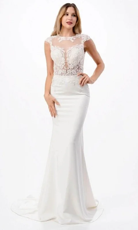 open-back prom dressesTrevi Collection MS0015 - Sheer Embroidered Mermaid Prom Gown