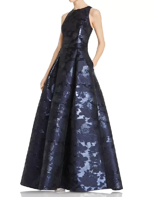 Formal Dress for Eco-Friendly Themes2 - aidan mattox navy metallic jacquard ball gown