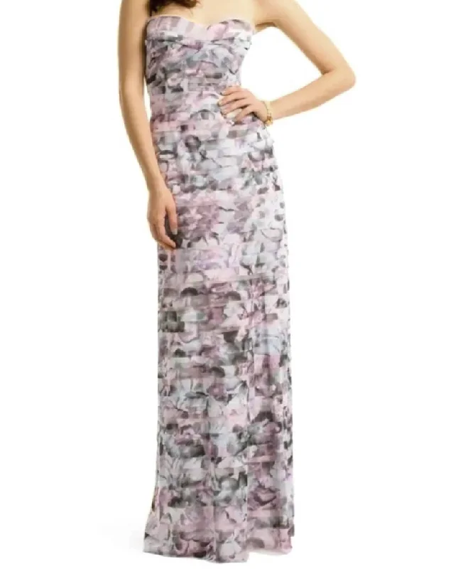 Formal Dress for Summer WeddingsM - bcbgmaxazria pink & grey strapless tiered gown