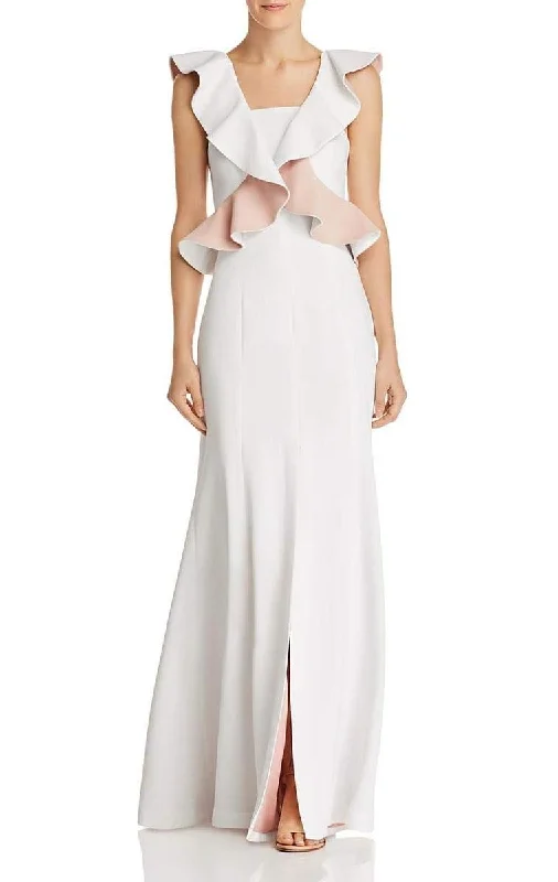 Formal Dress for Opera NightsXS - c/meo white & blush ruffle gown