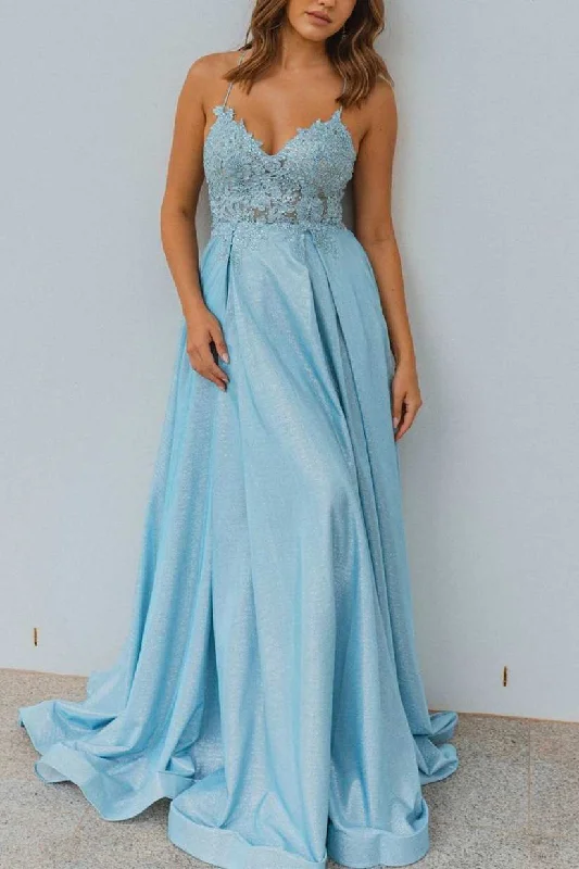 Formal Dress for Sustainable FashionLight Blue A-line Straps Long Formal Dress