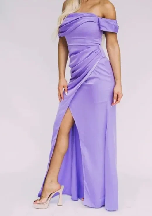 Formal Dress for Rustic ThemesM - do+be purple off the shoulder ruched gown