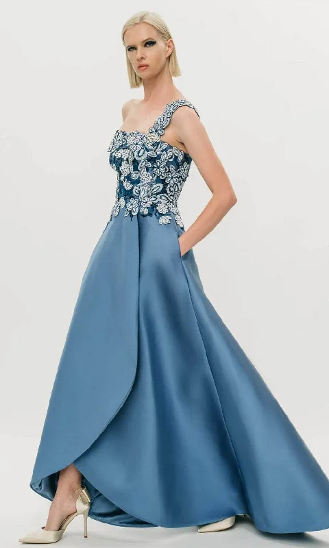 prom dresses for tall girlsHynes Park M574 - One Shoulder Embroidered Prom Gown