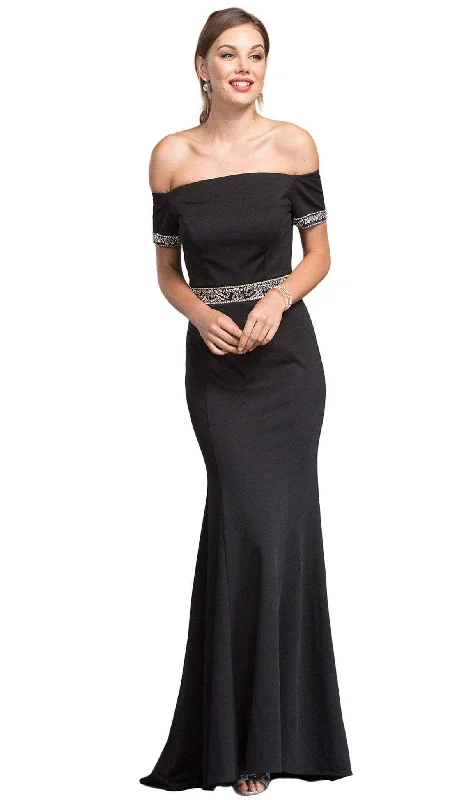 sparkly prom dressesTrevi Collection - Embellished Off-Shoulder Fitted Prom Dress