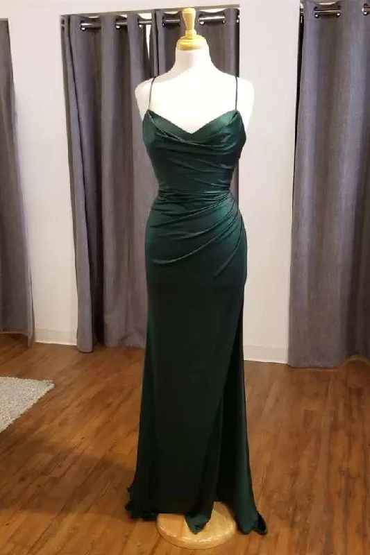 Formal Dress for Sailing RegattasHunter Green V-Neck Mermaid Long Formal Dress