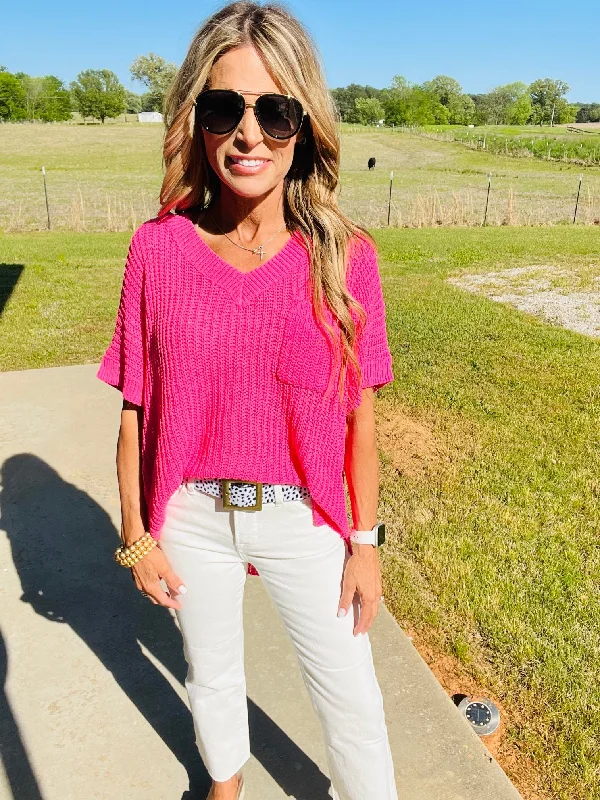 cozy women's tops for fall and winterCARIBBEAN HAPPINESS TOP- NEON PINK--FLASH SALE