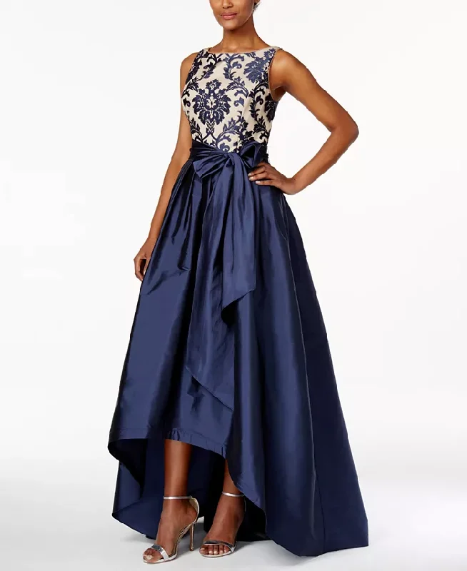 Formal Dress Shops in New York8 - adrianna papell navy embroidered high low ball gown