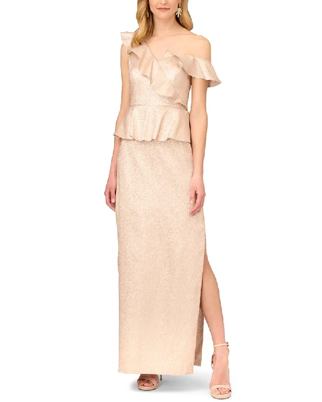 Formal Dress for Religious CeremoniesAidan Mattox Lame Column Gown With Ruffles