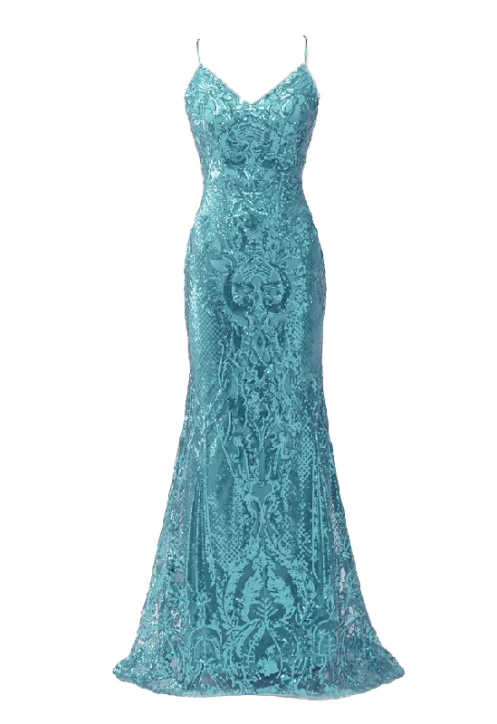 Formal Dress Trends 20238 - ssb turquoise sequin mermaid gown