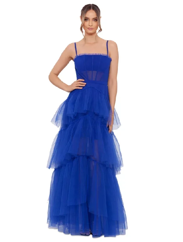 Formal Dress for Small Weddings4 - betsy & adam royal blue tiered ruffle corseted gown