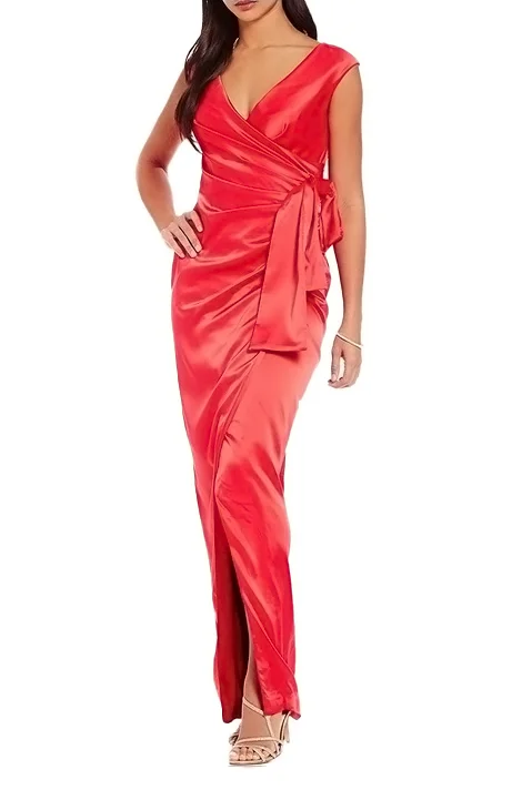 Formal Dress for Galas10 - kay unger red satin gown with bow