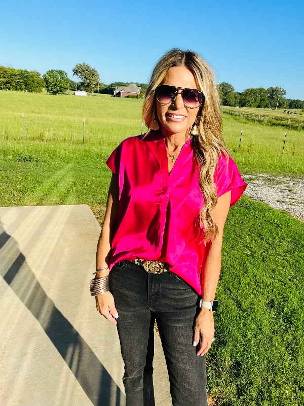 women's tops with sleeveless designsTHE MOST TOP- HOT PINK--FLASH SALE