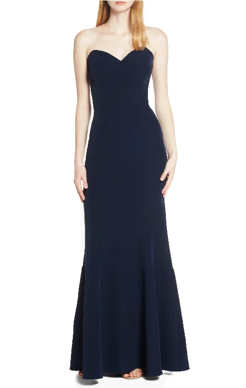 Formal Dress for Emmy AwardsM - wayf navy strapless lace up fitted gown