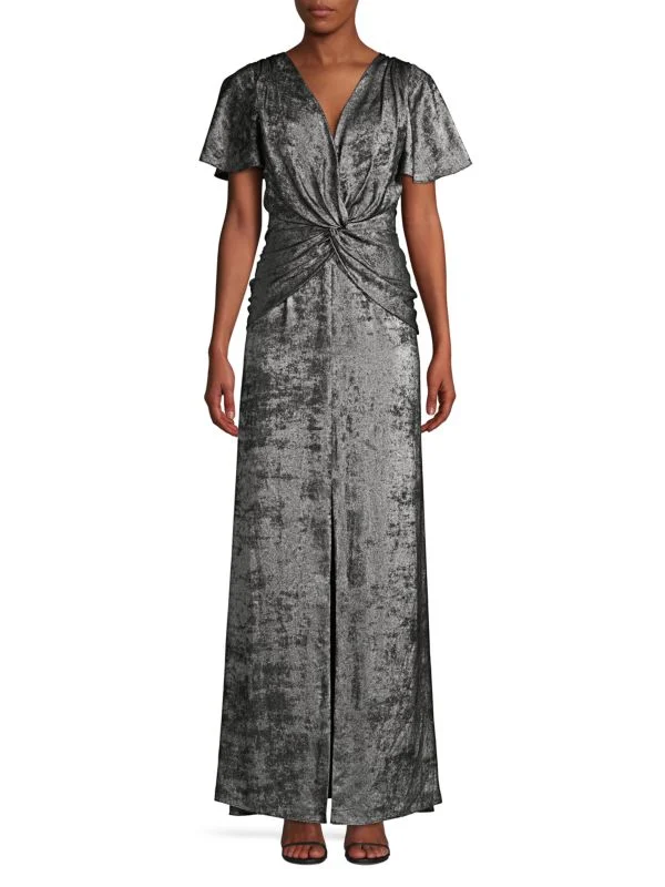 Formal Dress for Graduations4 - aidan mattox silver flutter sleeve velvet gown