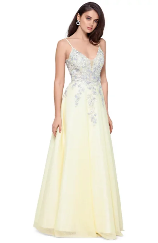 Formal Dress for Literary Awards2 - xscape yellow floral bodice ball gown