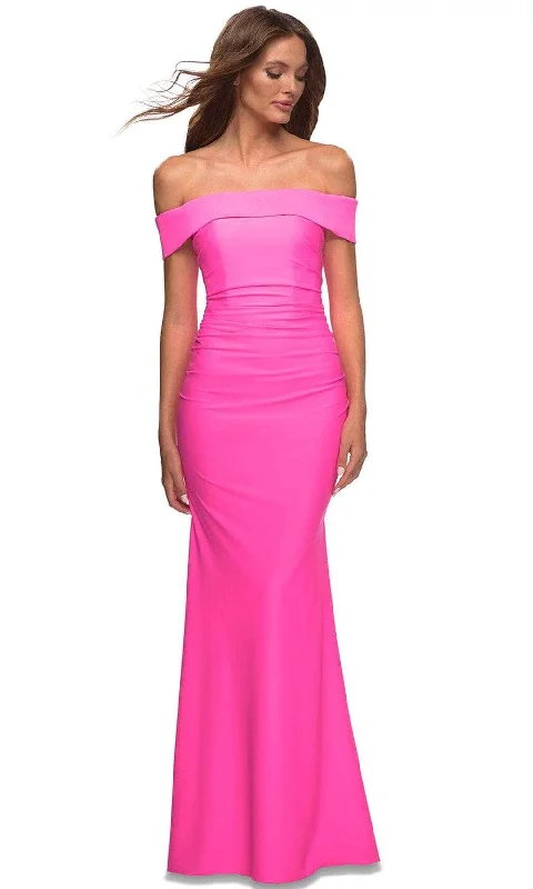 bespoke prom dressesLa Femme - Straight Across Ruched Prom Gown 30421SC