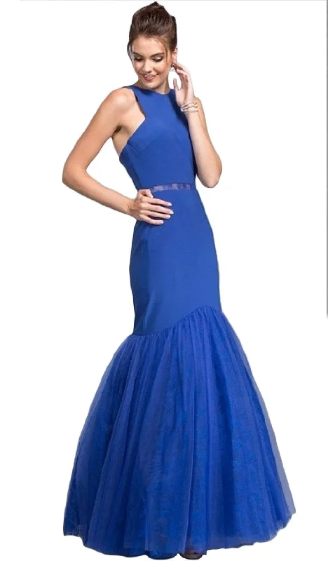 prom dresses with beaded accentsTrevi Collection - Lace Halter Sheath Prom Dress