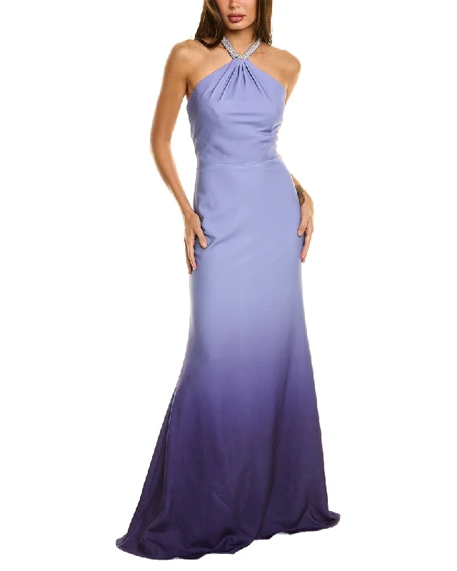 Formal Dress for Cultural FestivalsRene Ruiz Halter Neck Ombre Crepe Mermaid Gown