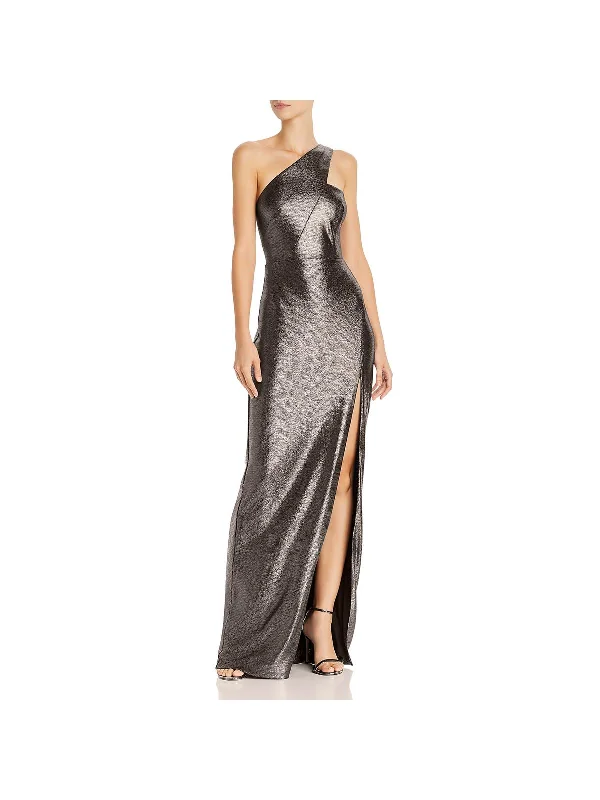 Formal Dress for Modeling AuditionsWomens Metallic Cut-Out Formal Dress