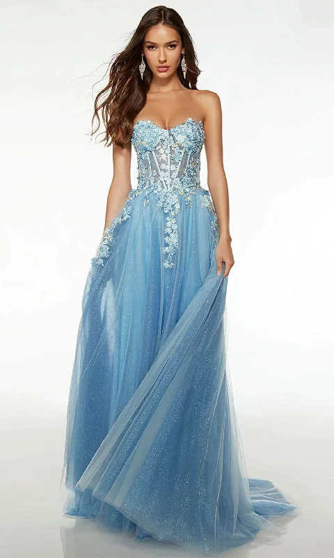 halter prom dressesAlyce Paris 61634 - Sweetheart Floral Appliqued Prom Gown