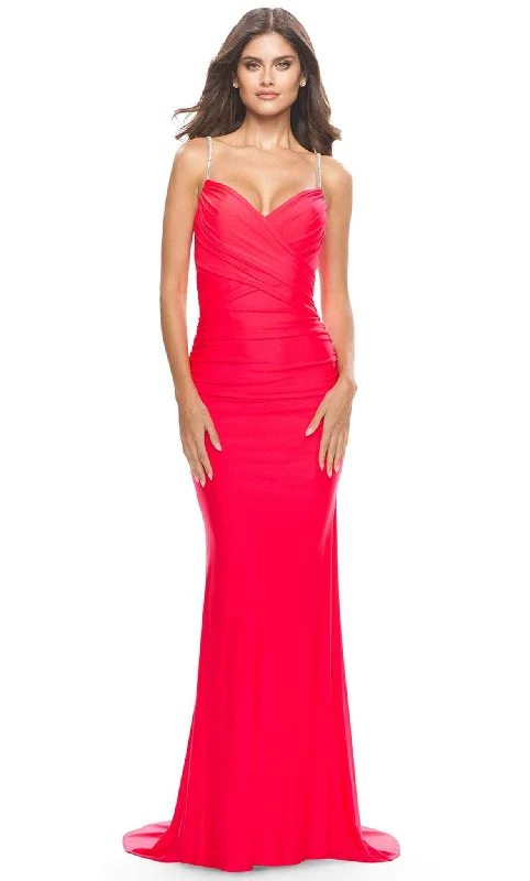 plus-size prom dressesLa Femme - Ruched Jersey Prom Dress 31222SC