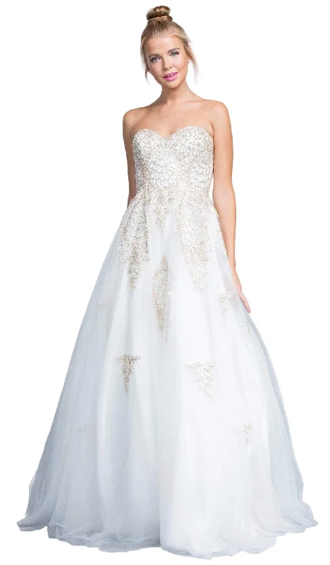 prom dress try-on ideasTrevi Collection - Bedazzled Strapless Sweetheart A-line Prom Dress