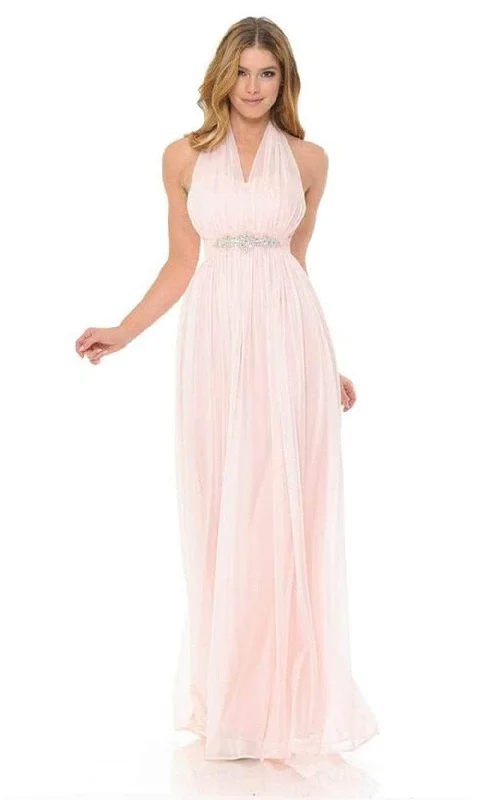 modern prom dressesLenovia 5201 - Plunging Halter A-Line Prom Dress