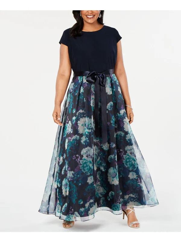 Formal Dress for Runway Shows16W - slny navy floral ball gown