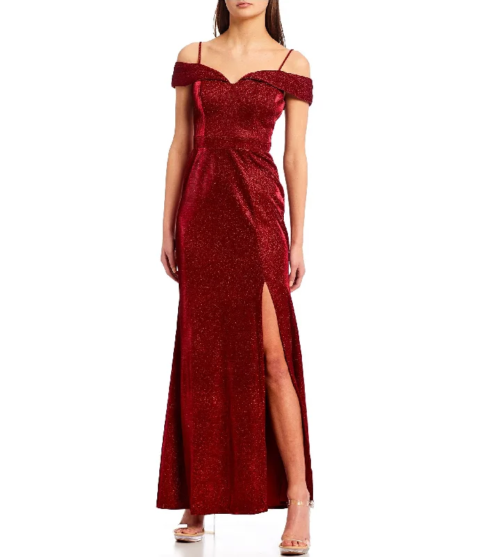 Formal Dress for Modeling Auditions1 - morgan & co red glitter cold shoulder gown