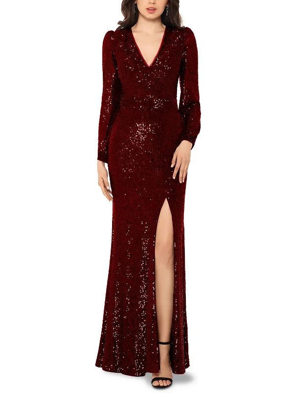 Formal Dress for Black-Tie Optional EventsWomens Mesh Sequined Formal Dress