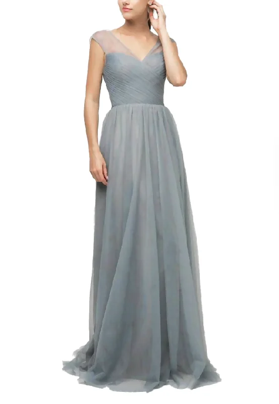 Formal Dress for Polo Matches8 - la divine paris blue pleated bodice tulle gown