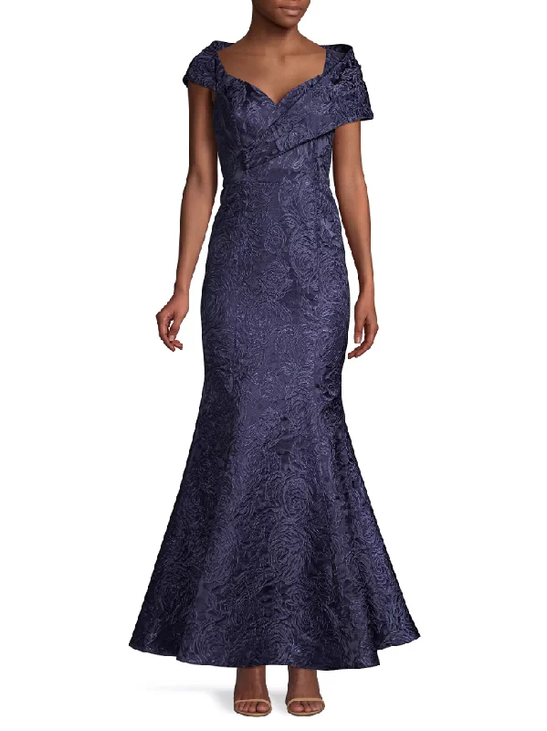 Formal Dress for Golden Globes2 - aidan mattox navy floral jacquard trumpet gown