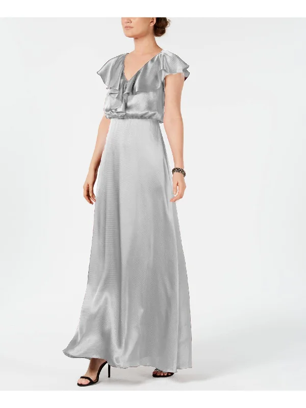 Formal Dress for Formal Day Events10 - adrianna papell silver ruffled satin gown