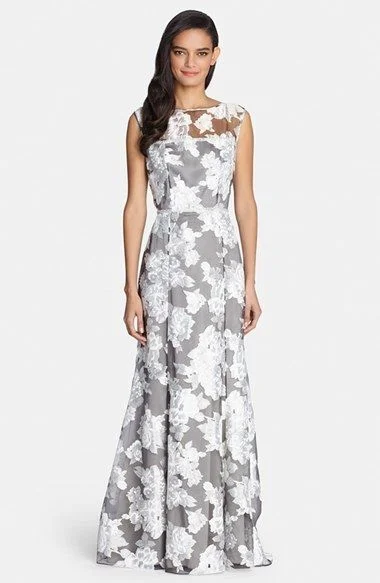 ELEGANT Formal Dress Designs8 - tahari grey & white organza gown