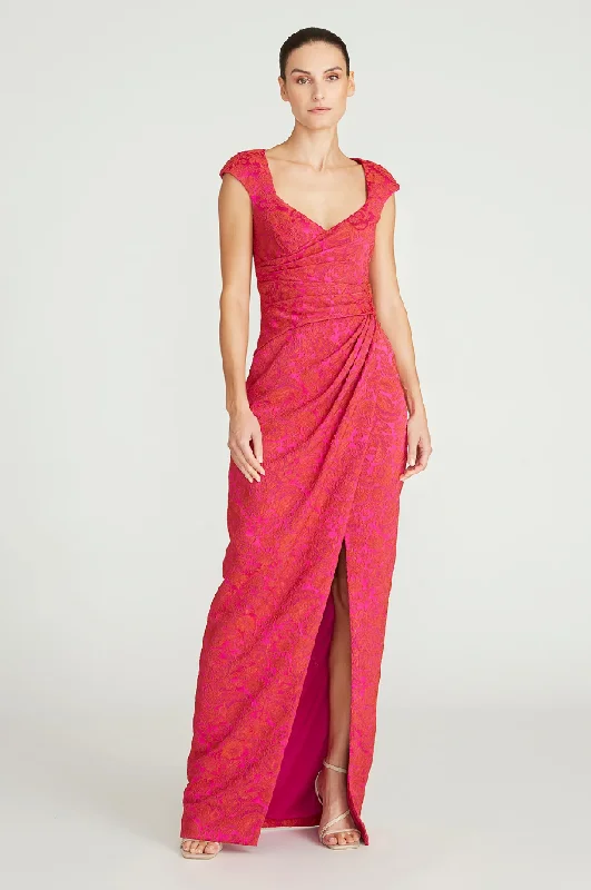 Formal Dress for Debutantes0 - theia red & pink cap sleeve gown