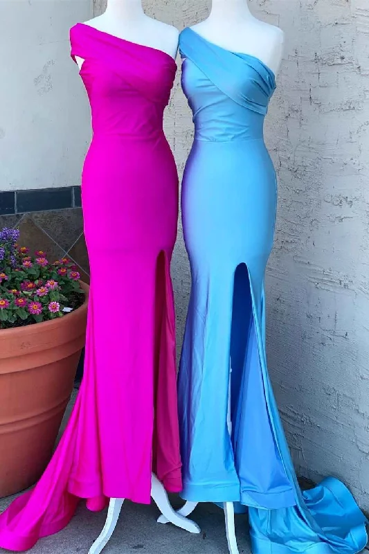 Formal Dress for Cruise Ship EventsOne Shoulder Mermaid Slit Long Formal Dress