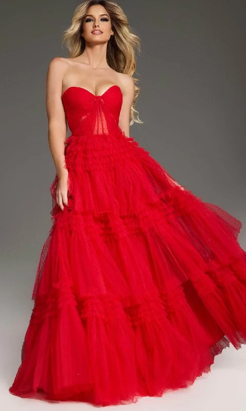 open-back prom dressesJovani 40466 - Tiered Ruffle Prom Dress