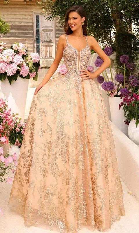 two-piece prom dressesAmarra 88741 - Floral Lace Appliqued Prom Gown