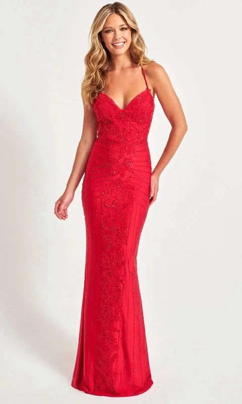 illusion sleeve prom dressesFaviana 11021 - Beaded Sheath Prom Gown