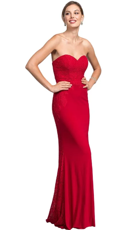 prom dress try-on ideasTrevi Collection - Lace Strapless Sweetheart Prom Dress